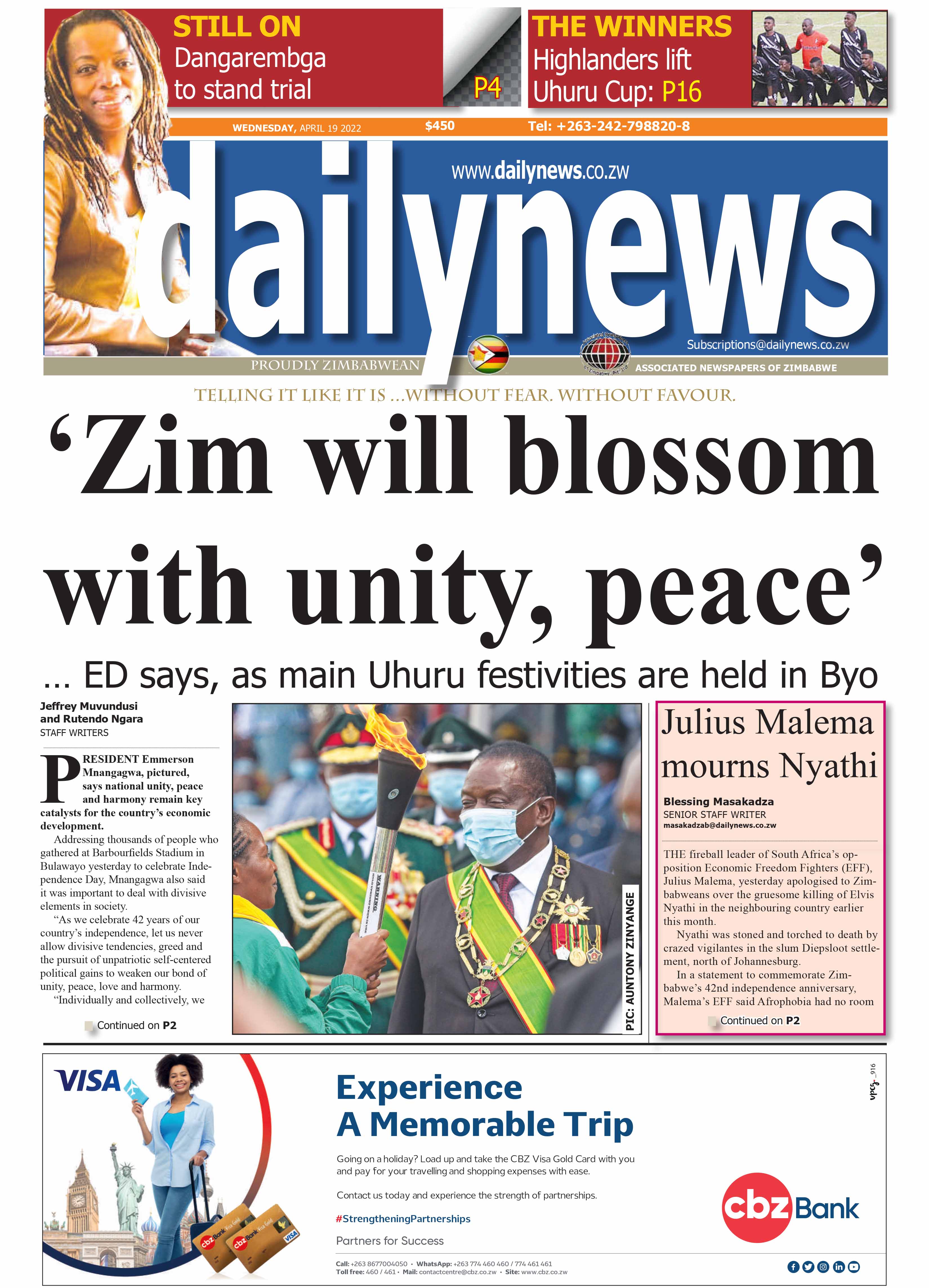 Tuesday 19 April 2022